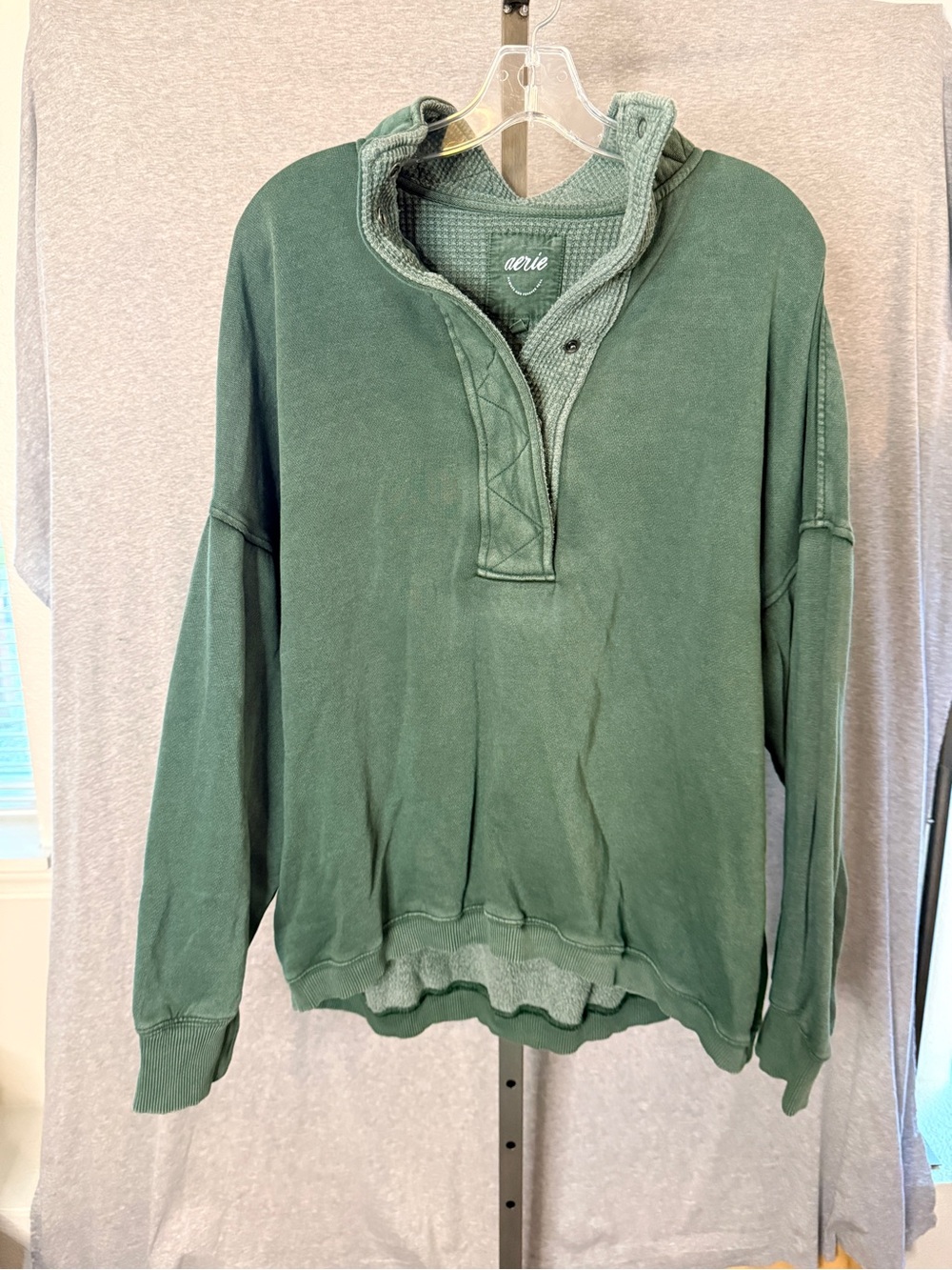 aerie Green Half-Zip Hooded Pullover